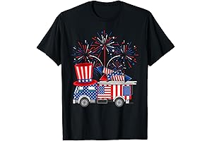 Funny Uncle Sam Firetruck & Fireworks USA Flag 4th Of July T-Shirt