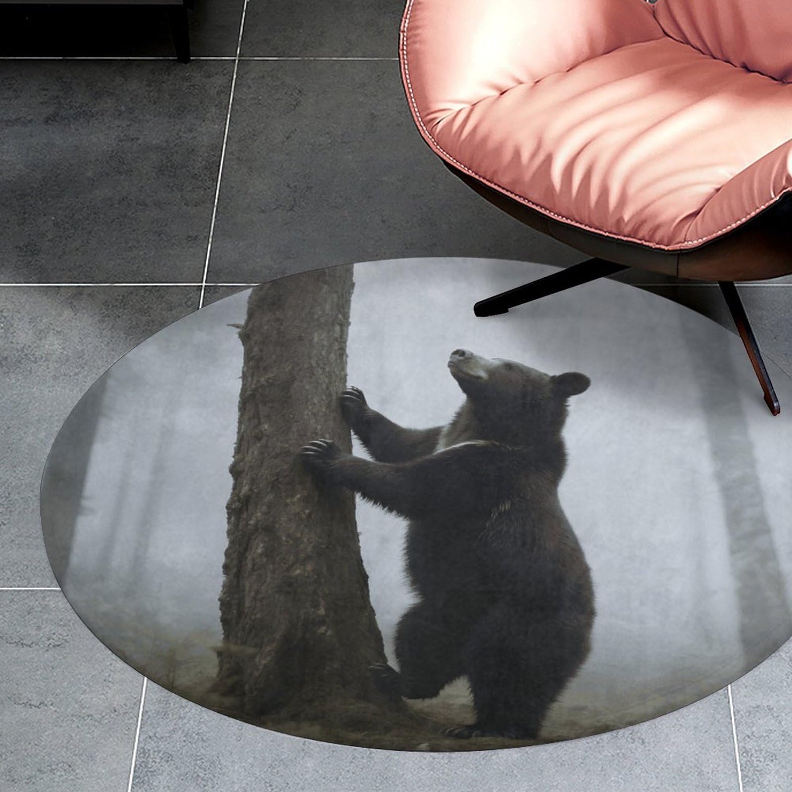 Tapis rond à poils courts antidérapant de 91 cm en velours corail absorbant