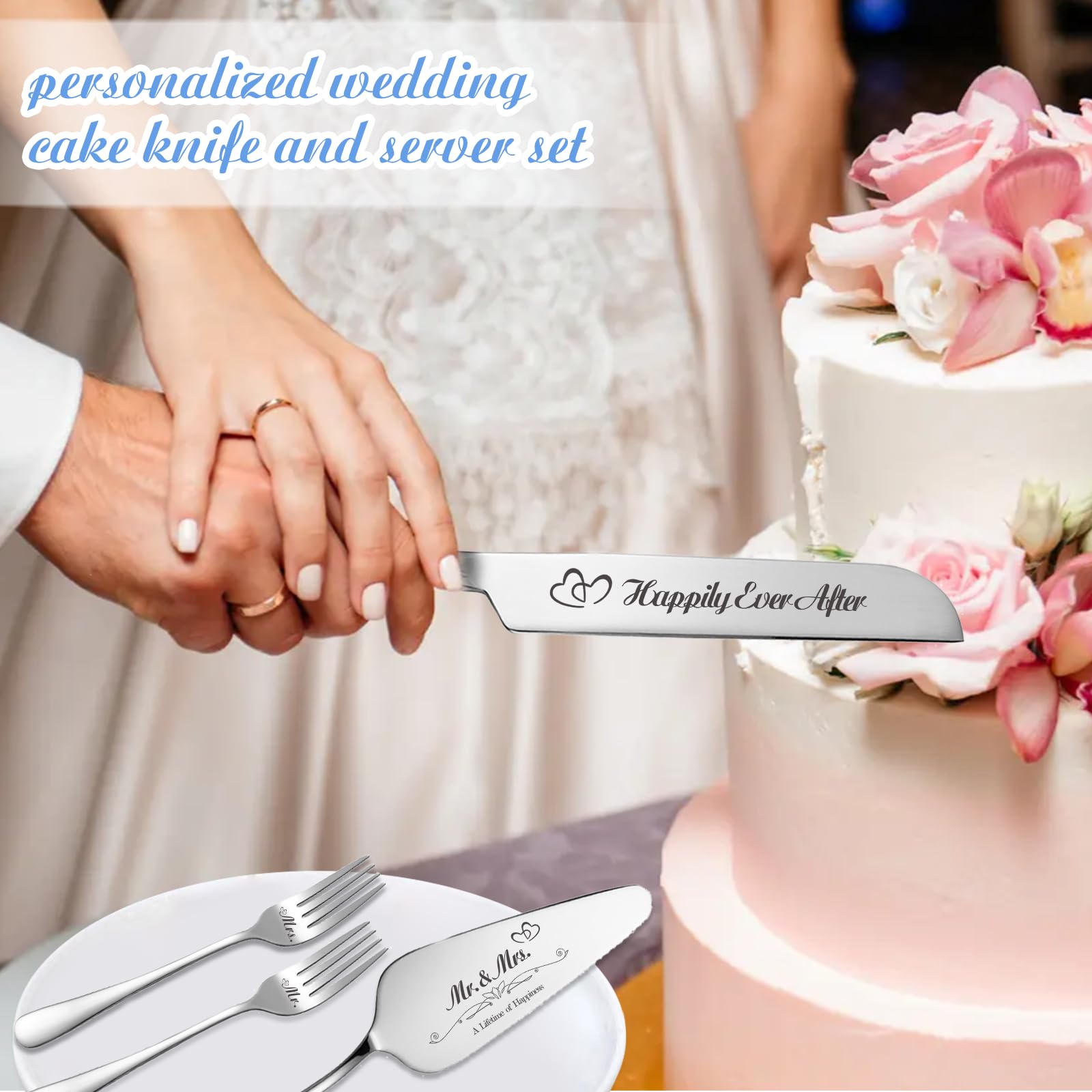 Personalized Wedding Cake Knife Set - Stainless Steel -2 Personalized Wedding Cake Knife Set - Stainless Steel -2