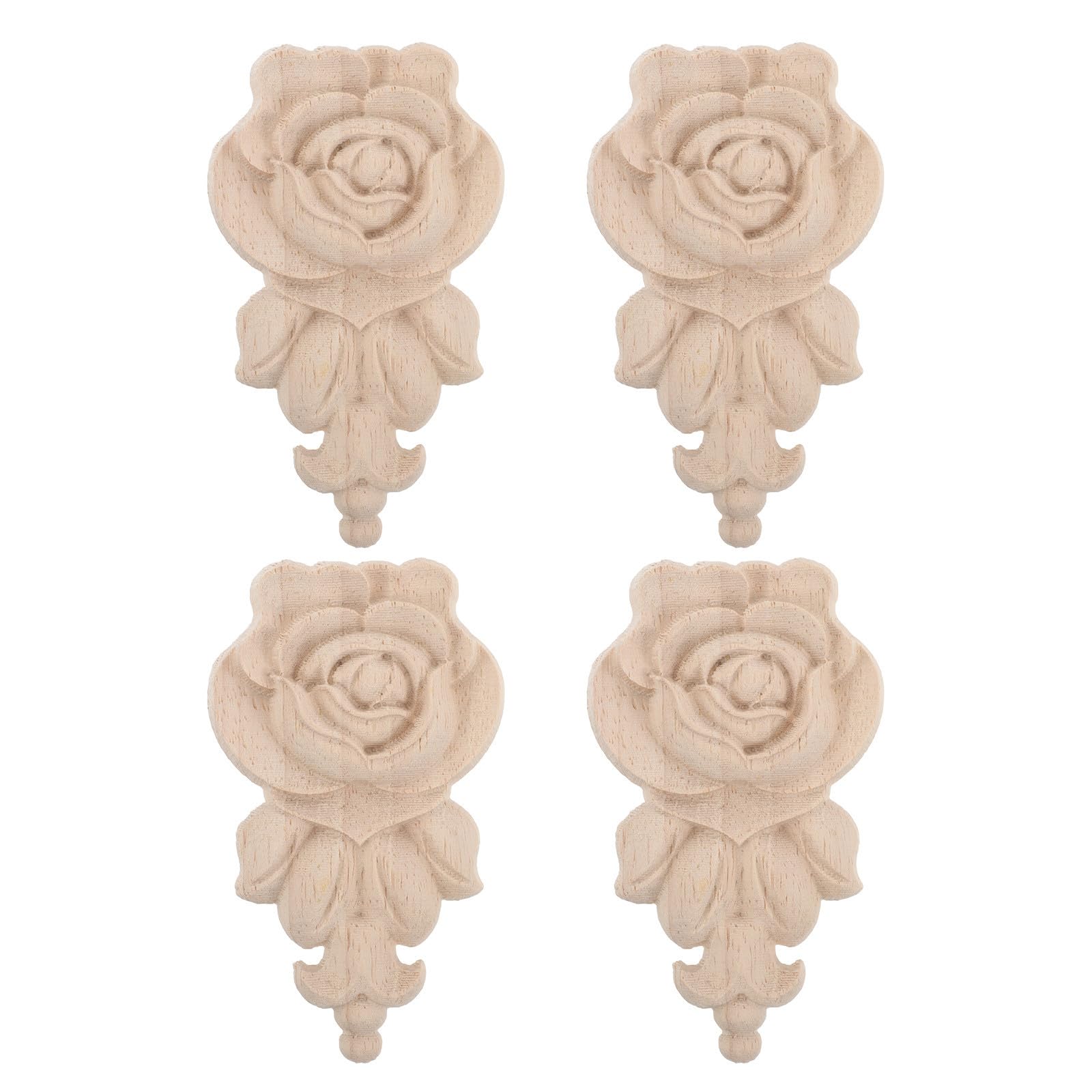 Decoración de madera vintage estilo europeo beige para tunear muebles y estudios, 4 piezas