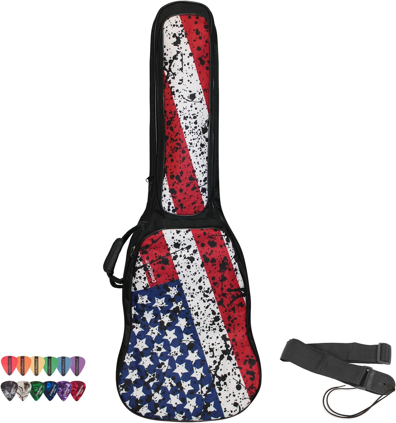 ChromaCast Padded Electric Guitar Gig Bag with American Flag Graphics
