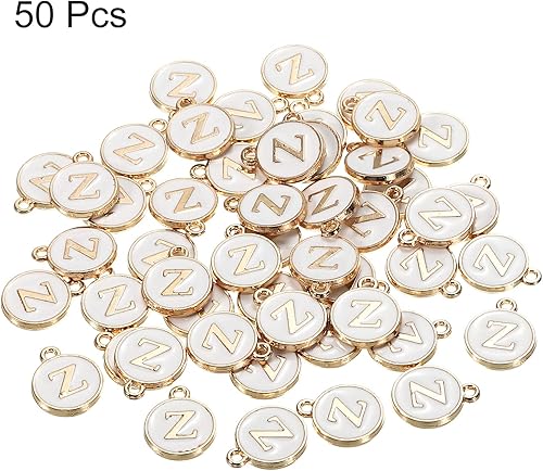 Vista 72 de MECCANIXITY Colgante de letras del alfabeto de doble cara, para collar, pulsera, aretes, joyería