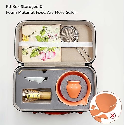 Miniatura 3 de SNAIL GARDEN Juego de 8 piezas con caja de almacenamiento, juego completo de fabricación de matcha incluye cuenco tradicional con boquilla de