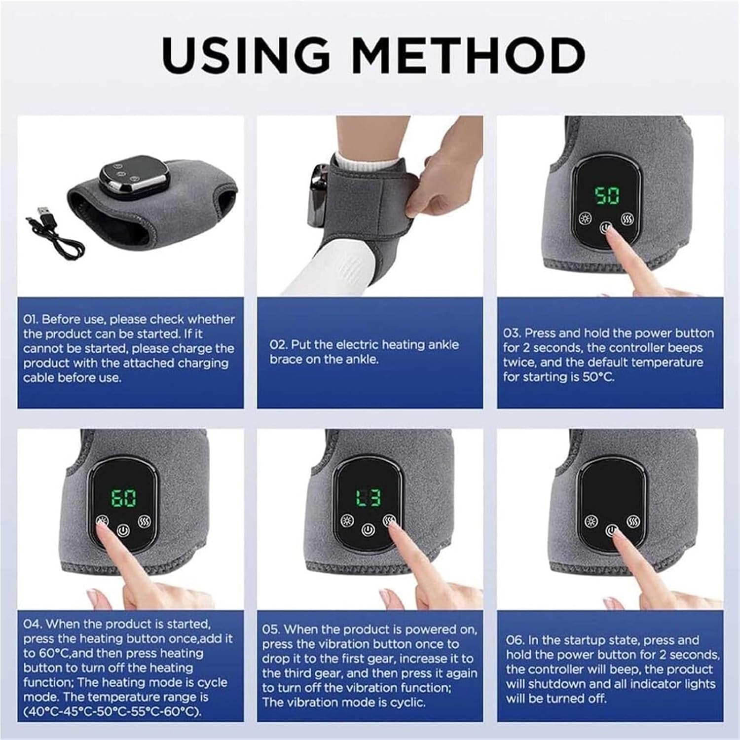 3-in-1 Foot Massager with Heat - Kneading, Shiatsu & Compression Therapy, Wireless & Portable for Home, Office, Travel(1)