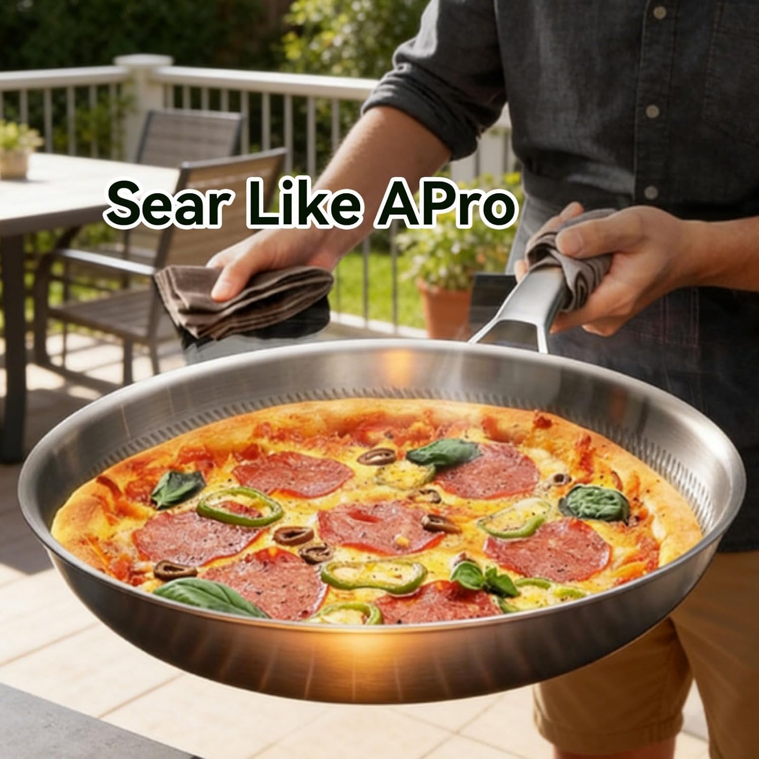 Titanium Pan Pro, Upgrade Non Stick No Coating Pure Titanium Hammered Frying Pans for Cooking, Ultra-Durable, Scratch-Resistant, PFOA Free Cookware, Safe for Oven, Induction & Cooktops,With li