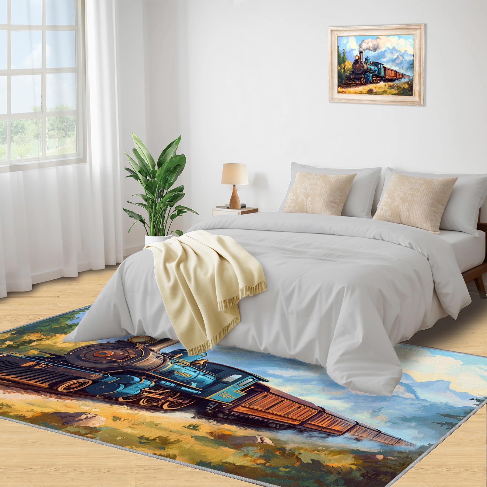 Amazon.com: Train Rugs for Adults - Retro Train Rug, 4x5 Rug