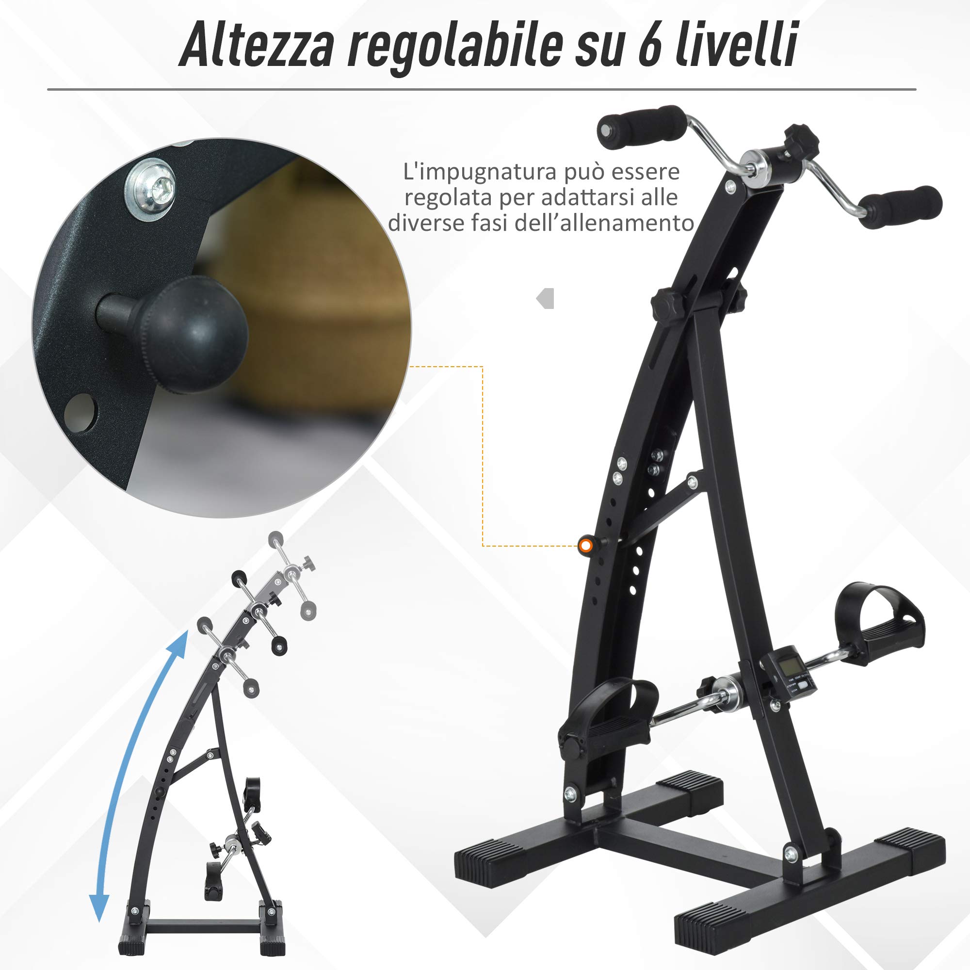 homcom Pedaliera Braccia e Gambe da Divano o Poltrona con Schermo LED, Altezza e Intensità Regolabile, 41x50x96cm