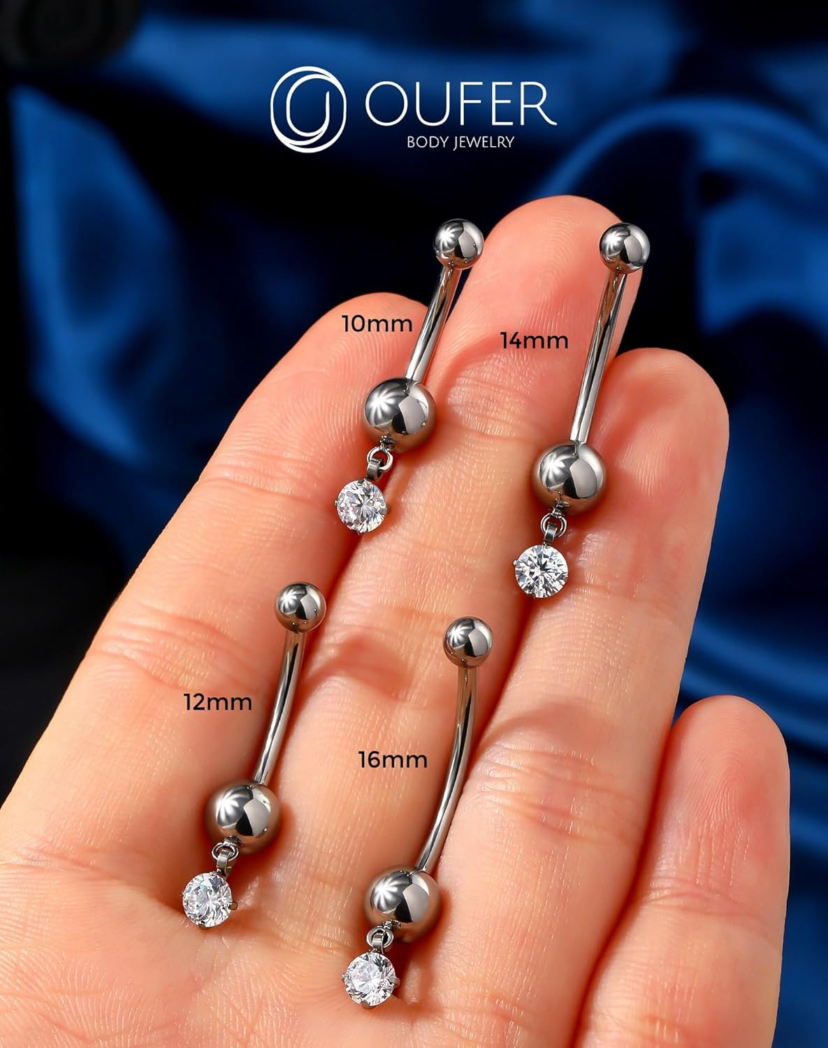 OUFER Belly Button Piercing, 14G Clear CZ Dangle Belly Button Ring, G23 Solid Titanium Internally Threaded Navel Piercing Jewelry, Belly Rings For Women - Image 6