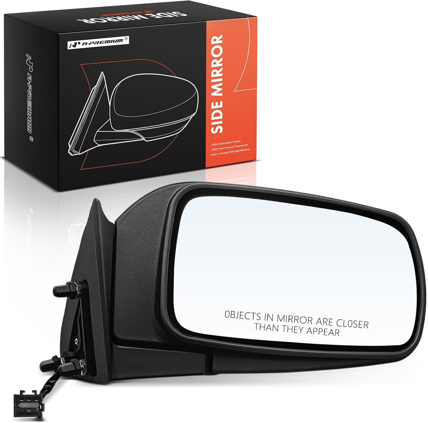 A-Premium Passenger Side Manual Door Mirror - Compatible with Dodge Caravan & Chrysler Town & Country & Plymouth Voyager 1992-1995 - Non-Heated Manual Folding Black Outside Rear View Mirror