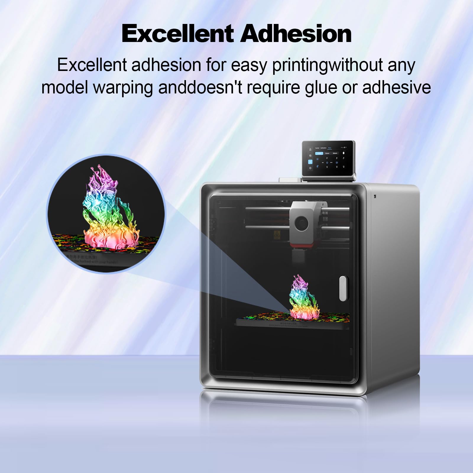 IdeaFormer Nastro arcobaleno+fiocco di neve stelle PEF piastra di pressione 264x276mm, piastra di costruzione PEF in acciaio per molle senza letto di stampa magnetica per stampante 3D Anycubic Kobra