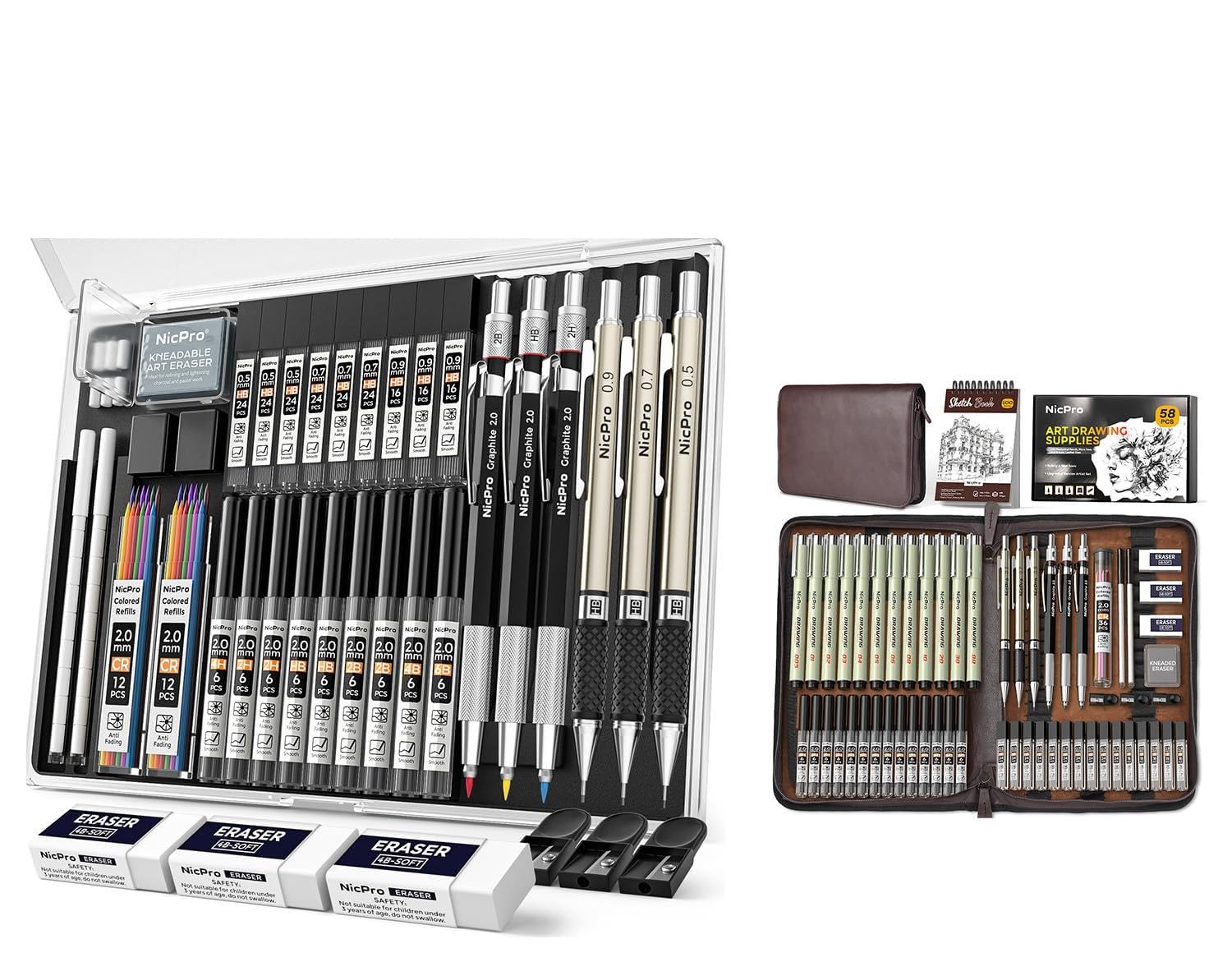 Amazon.com: Nicpro 58 PCS Art Drawing Supplies Kit 35PCS Art