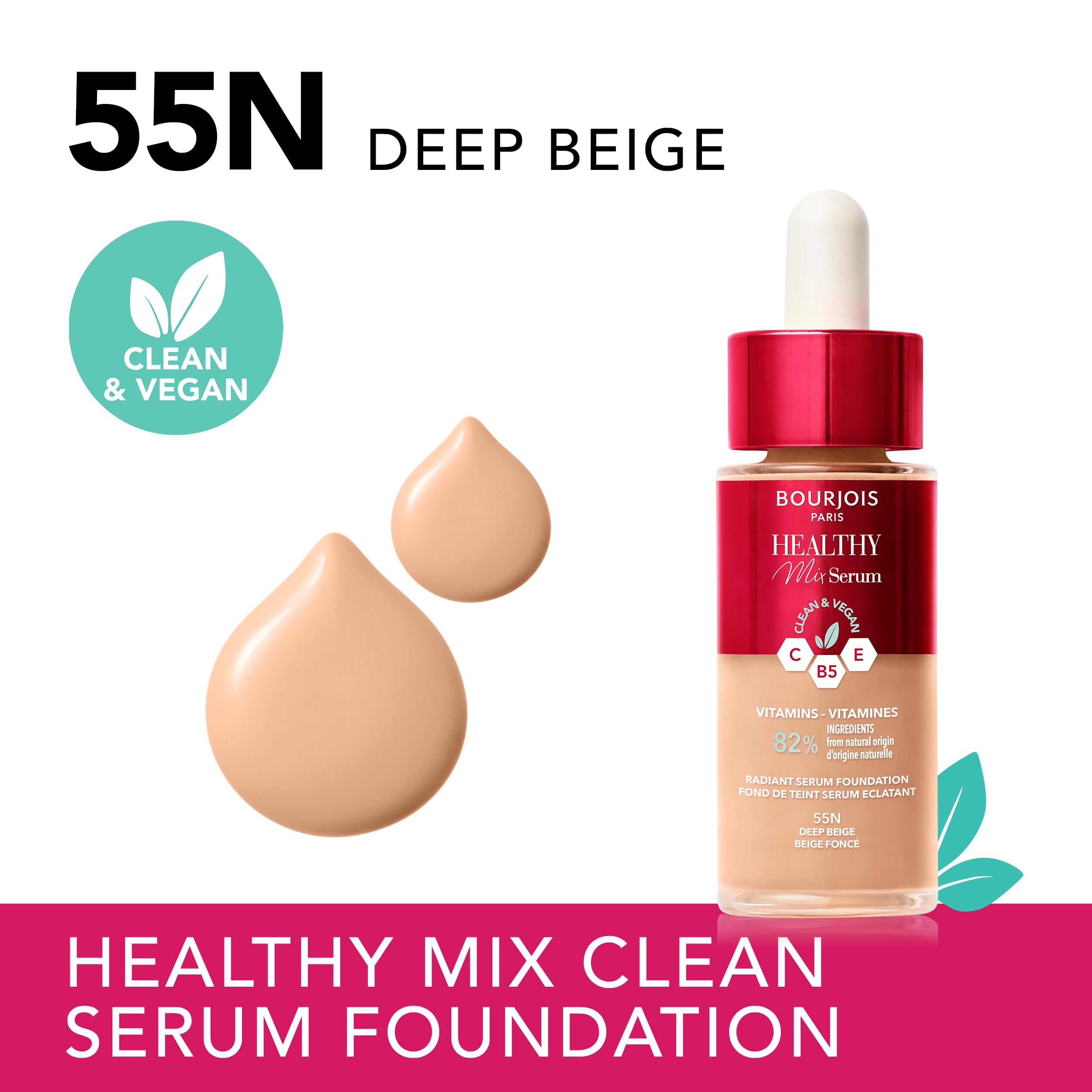 Liquid Make Up Base Bourjois Healthy Mix Serum Nº 55N Deep beige 30 ml, 30 ml (Pack of 1) - Image 2