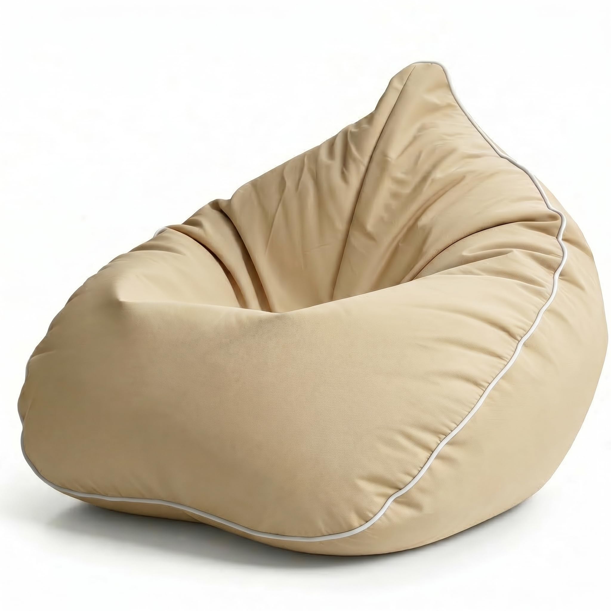 Aiire Puff Exterior Jardín en Olefina - Sofa Puf con Relleno Incluido XXL de Diseño para Terraza, Jardín o Piscina - Bean Bag Chair Salon o Decoracion Habitacion Juvenil Beige [100x100x90]