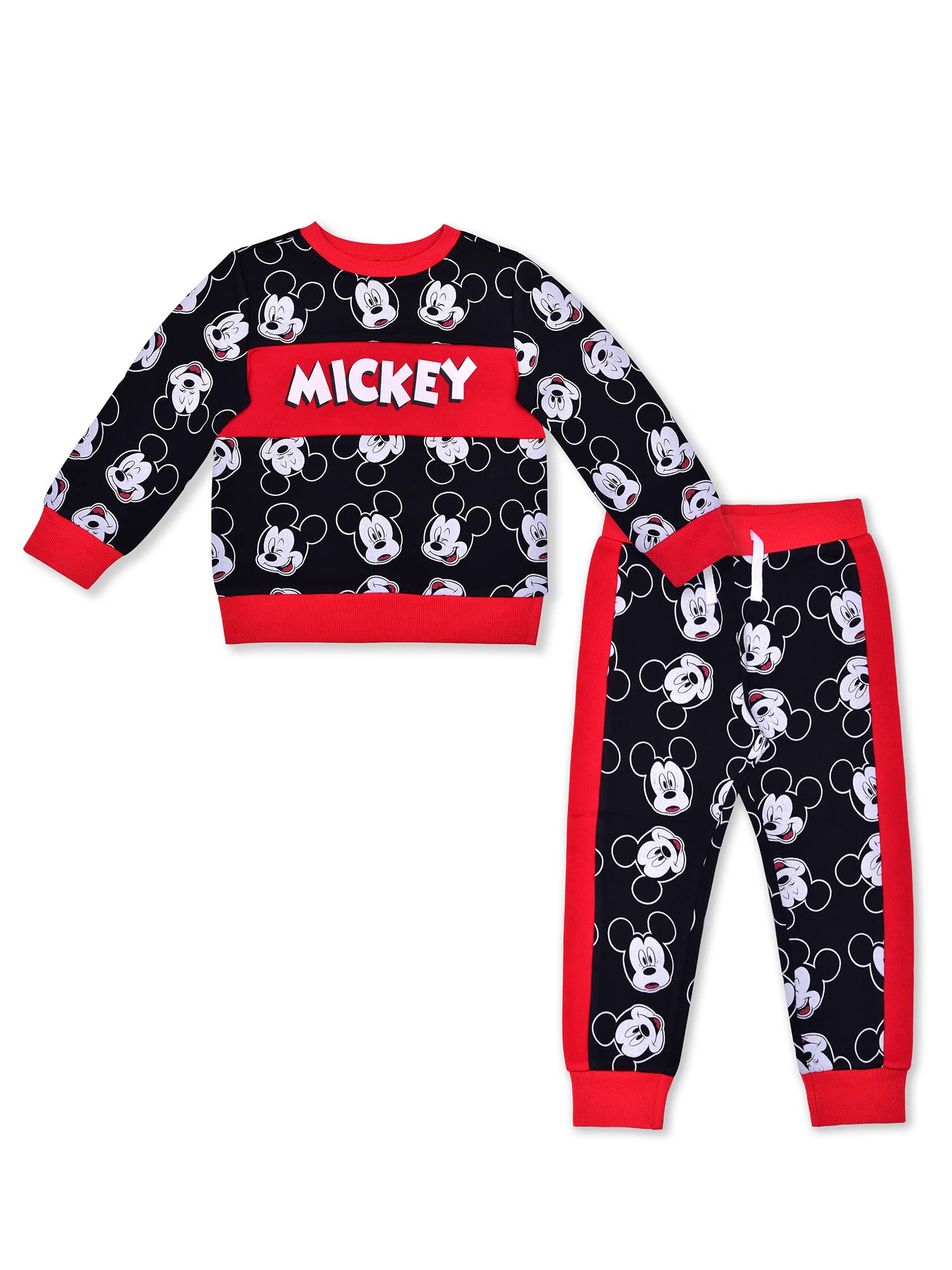Mickey Mouse Long Sleeve Shirt and Jogger Pant Set for Boys, Comfy Active Wear for Kids