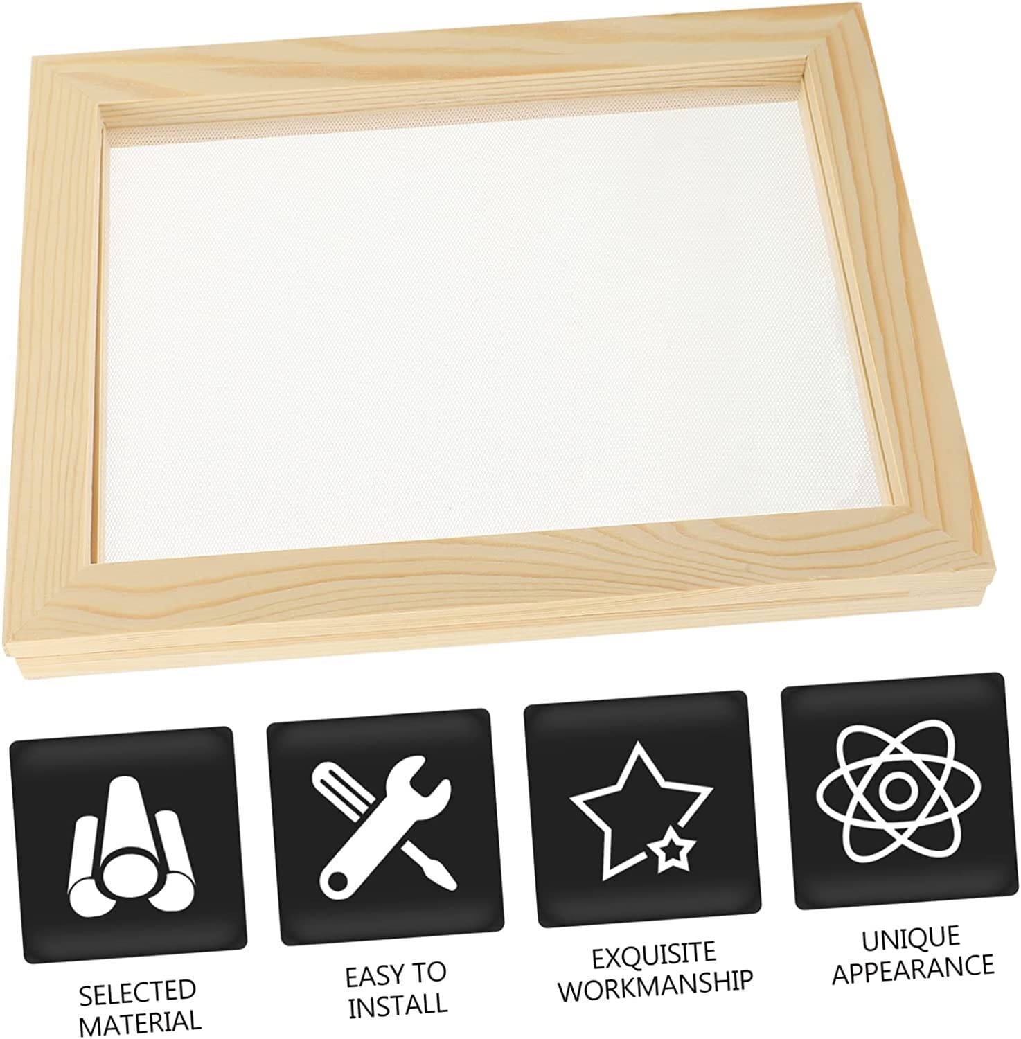 Dekoracje domowe rękodzieła, 4 szt. Materiały do ​​drukowania ramek DIY Rzemiosło Deckle Wytwarzanie papieru Drewniane dostawy Kwiaty Narzędzie dla dzieci Sito do rękodzieła Papier do form Siatka Form