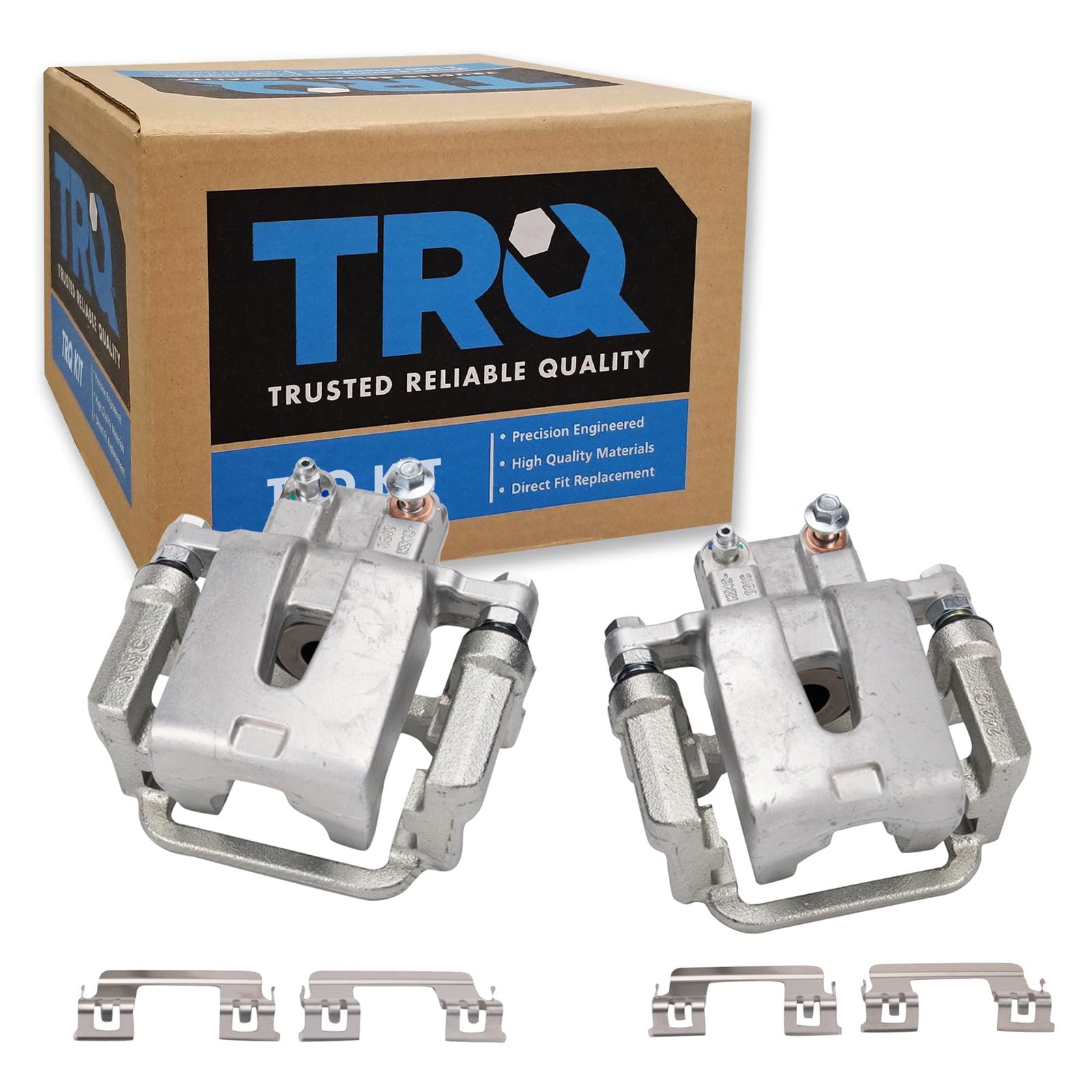 TRQ Rear Driver and Passenger Side Brake Caliper Set Caliper Brackets