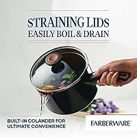 Vista 5 de Farberware Glide - Cacerola antiadherente con colador y tapa, 3 cuartos de galón, color negro