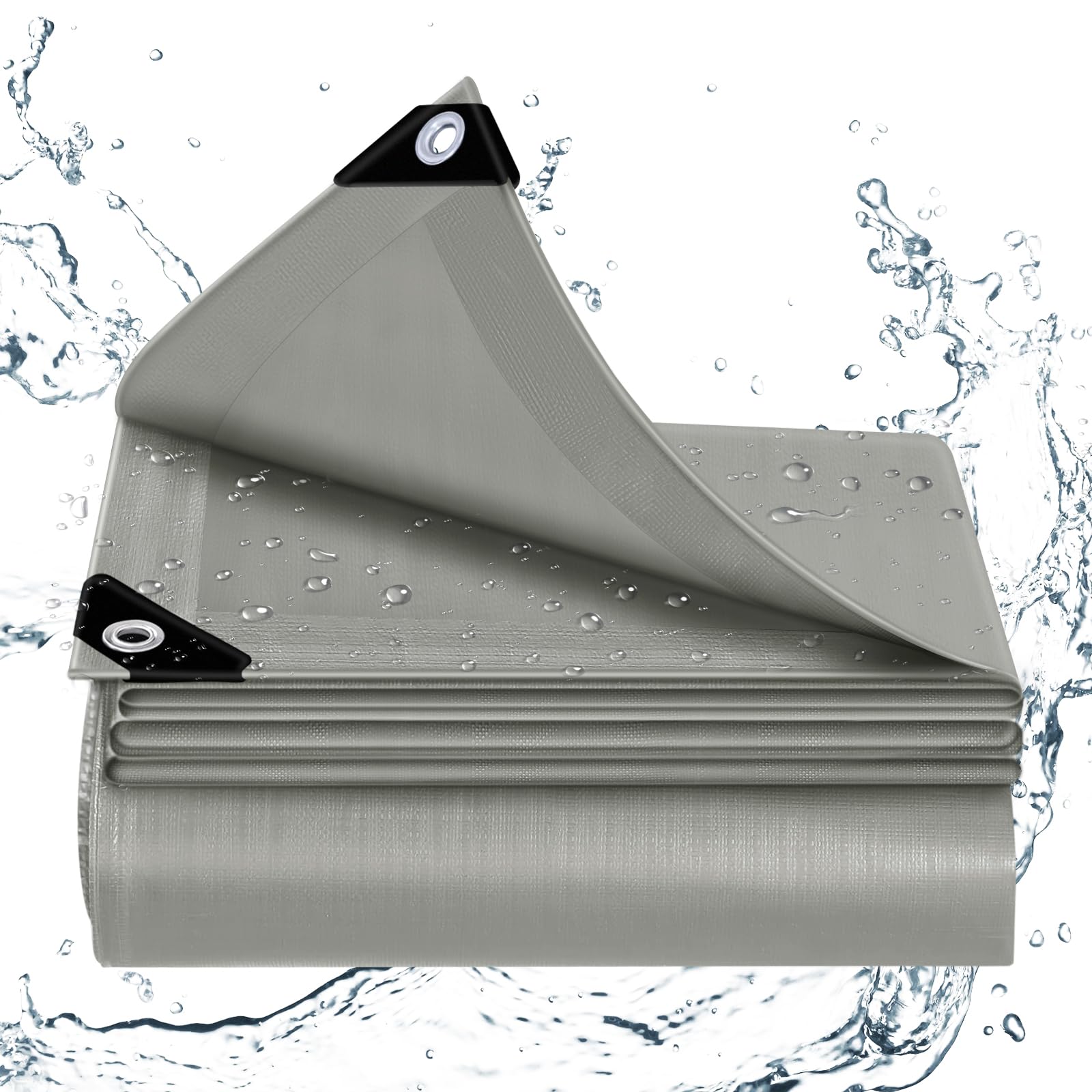 WOLTU Abdeckplane wasserdicht 5x5 m Plane mit Ösen 140 g/m² PE Schutzplane Gewebeplane UV-beständig wetterfest reißfest Abdeckung für Gartenmöbel Pool Holz Auto Boot, Grau