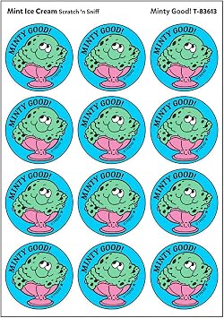 Minty Good!/Mint Ice Cream Scent Retro Stinky Stickers by Trend; 24/Pack - Authentic 1980s Designs!