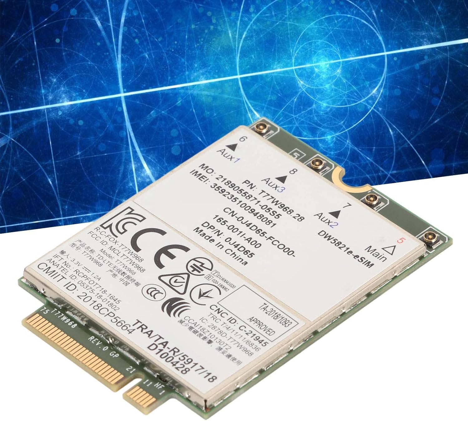 4G Module Card, 77W968 DW5821e CAT16 1GBPS Networking Card, Support Support E eSIM Network Card for Laptop