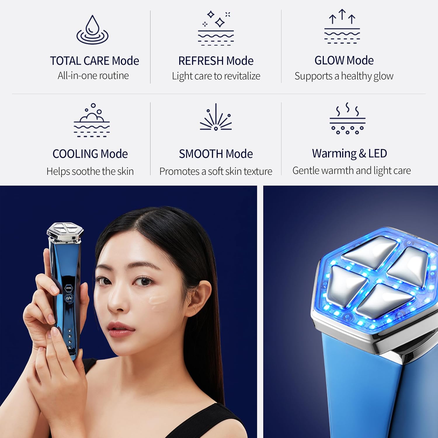 Facial Massager, Anti Aging Face and Neck Massage Tool for Skin Care (Blue) - Image 3