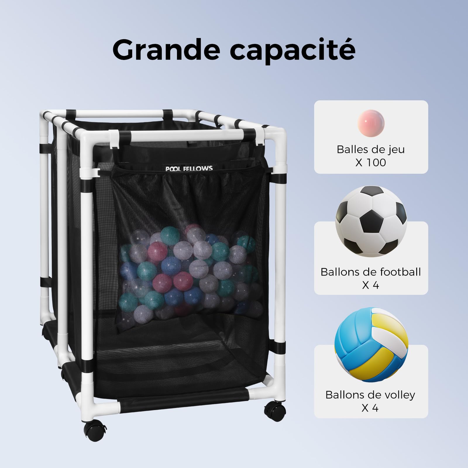 Poche latérale en Maille élastique pour bac de Rangement de Piscine, Poche Filet, Sac à Suspendre sur des tiges, Organiseur étendu pour Accessoires de Piscine, Fournitures d'extérieur,