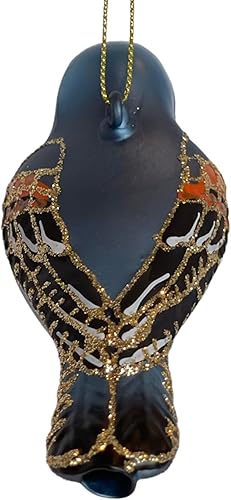 Miniatura 7 de Cobane Studio - Adorno de cristal de Grosbeak azul, pintado a mano, adorno de pájaro para decoración del hogar y Navidad