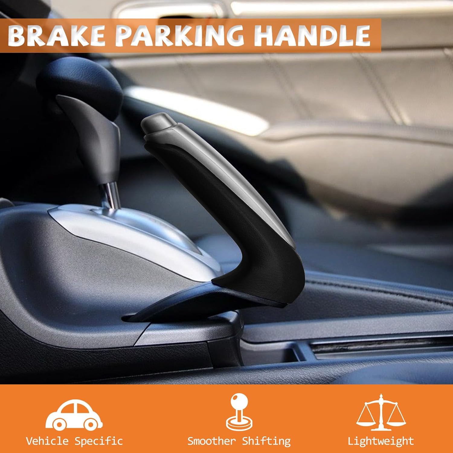 Emergency Brake Parking Handle Cover Compatible with Honda Civic 2006-2011 Acura CSX 2006-2011 Car Hand Brake Handle Lever Grip Silver