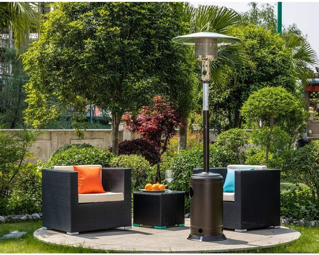 Outdoor Patio Heater with Portable Wheels Standing Gas Outdoor Heater Stainless Steel Burner Black