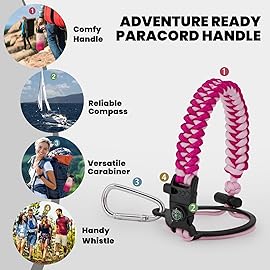 RAYMYLO Insulated Water Bottle 32 oz, Triple Wall Vacuum Stainless Steel (Cold for 48 Hrs), Leak Proof & Non-BPA, Modern Water Flask Jug with Paracord Handle & Straw Spout Lids, Ombre Pink