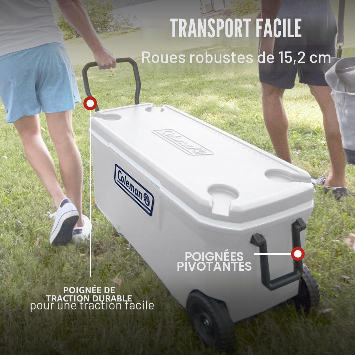 Coleman Glacière marine avec couvercle et corps entièrement isolés contre les UV, garde la glace pendant plus de 3 jours, idéale pour le bateau et la pêche, options de 52 qt/100 qt à roues/120 qt