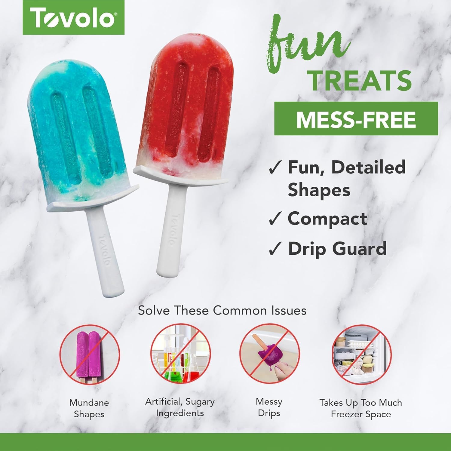 Tovolo Stackable Popsicle Molds with Sticks 4 Pack Reusable Silicone Homemade Pop Maker Mold for Kids Toddlers BPA Free, Mess Free Easy Clean Drip Free Dishwasher Safe Popsicle Molds with Sticks
