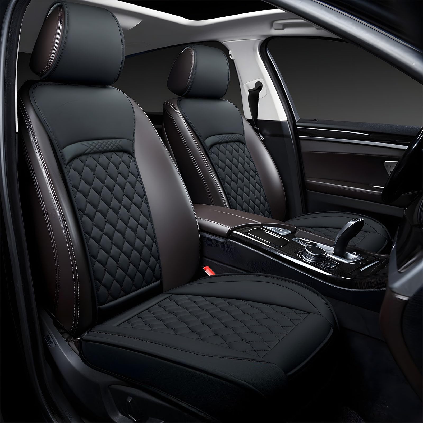 Front Car Seat Covers for Honda,Leather Waterproof Seat Protector Custom Fit Honda Civic Accord CRV Odyssey Pilot Prologue Fit,2 Pack,Black