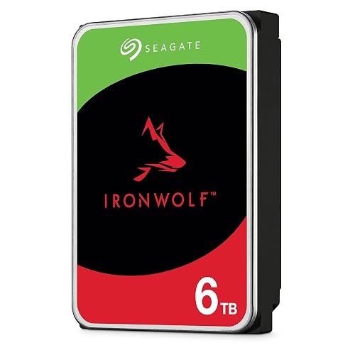 Seagate IronWolf, 6 TB, NAS, Internal Hard Drive, CMR, 3.5 Inch, SATA, 6GB/s, 5,400 RPM, 256MB Cache, for RAID Network Attached Storage, 3 year Rescue Services (ST6000VN0033)