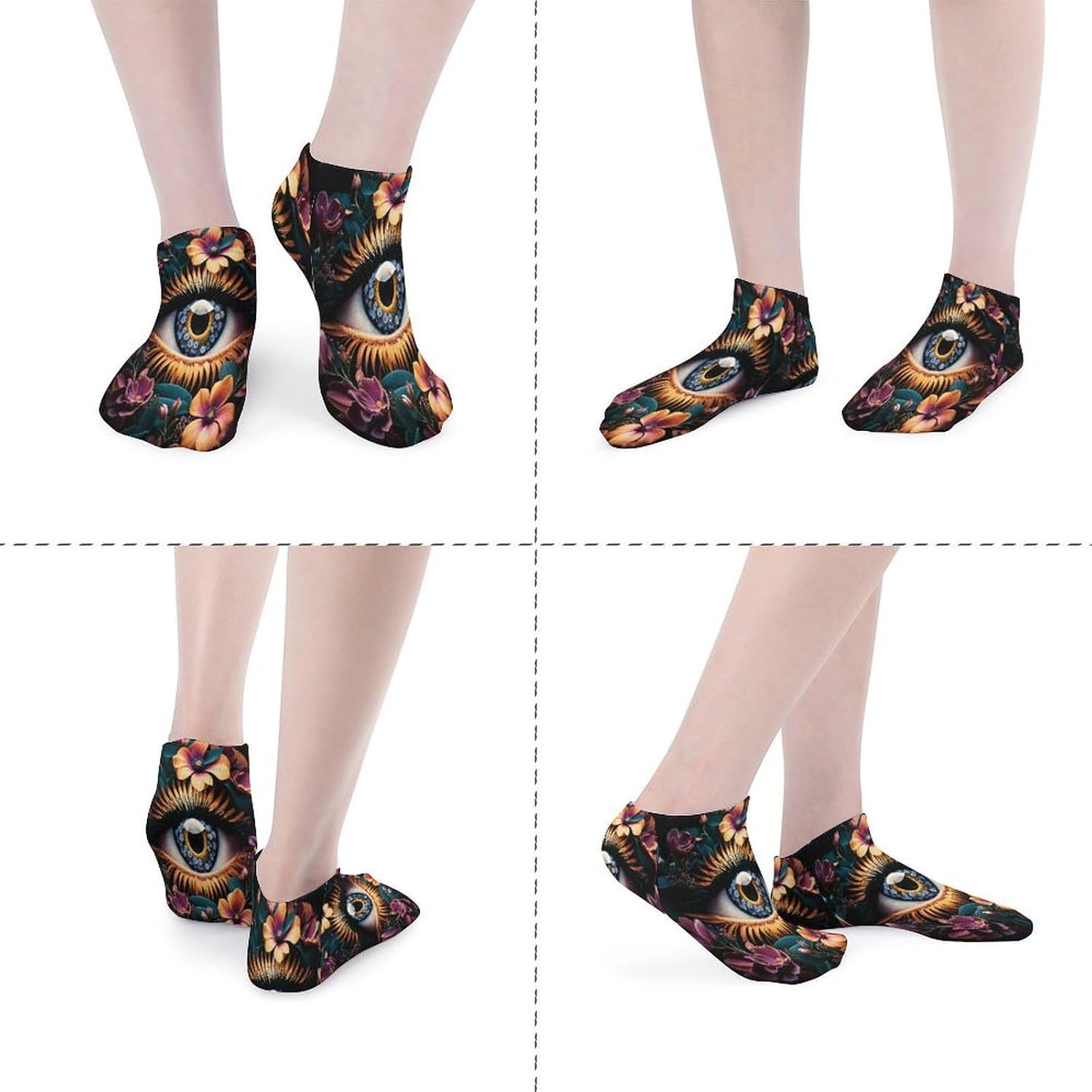 Eye Flower Art Ankle Sock Low Cut Socks Tube Socks for Sports