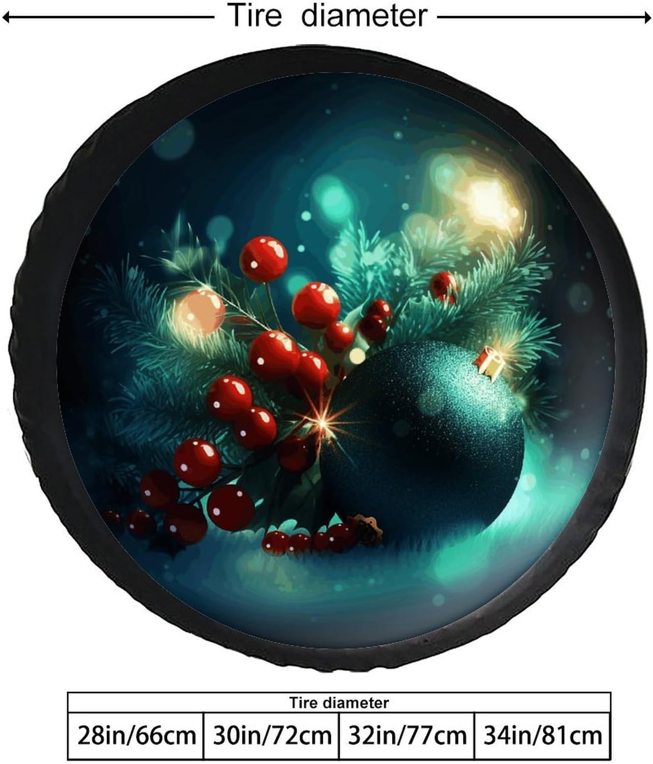 Universal Fits Diameters 28-34inch Spare Wheel Tire Cover Christmas Design Waterproof Leather Wheel Cover for Trailer RV SUV