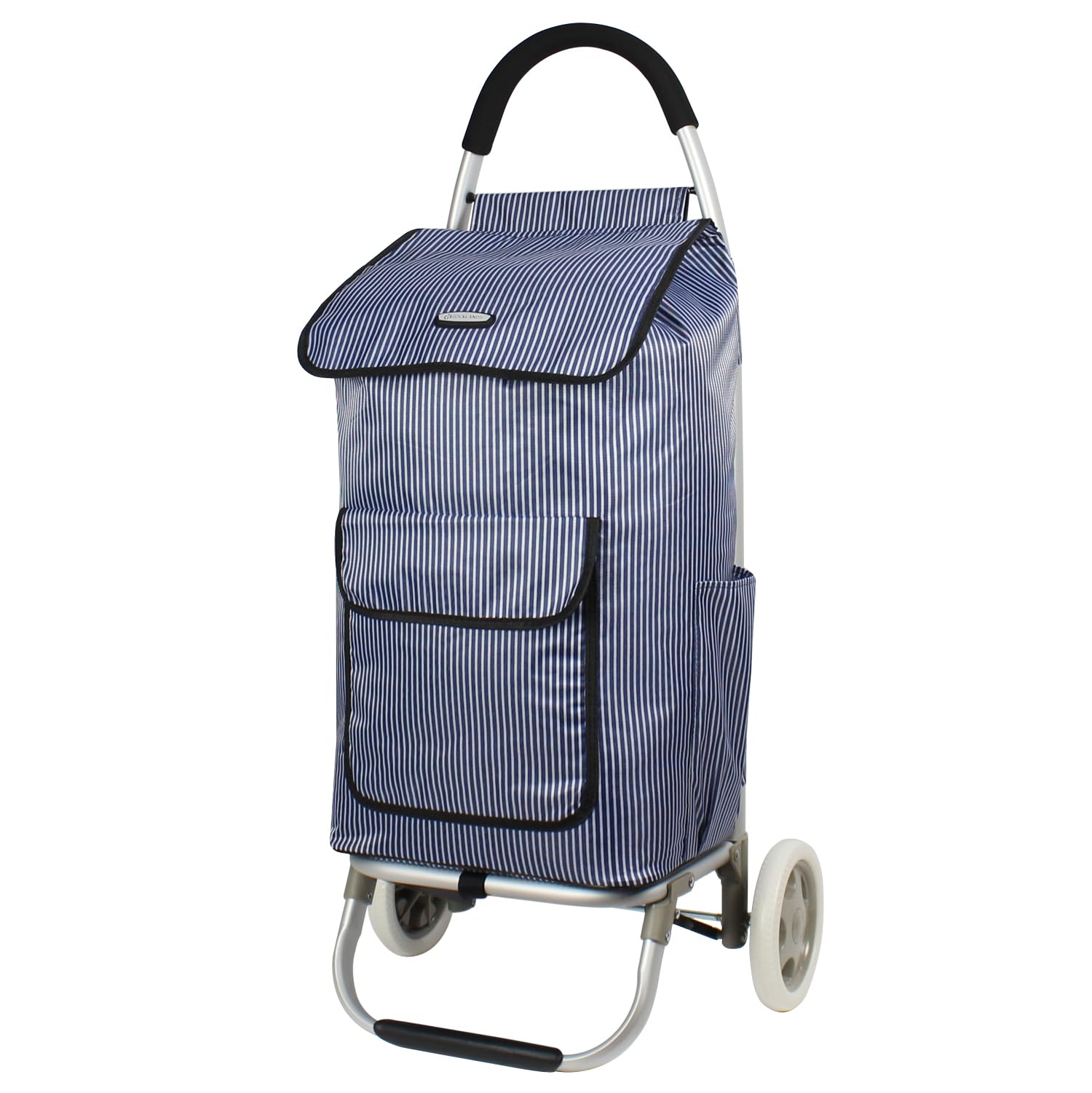 Rocklands® 54L Lightweight Shopping Trolley Cart Grocery Bag with Aluminum Frame, Noiseless Detachable Wheels, Folds Flat for Easy Storage (Blue)