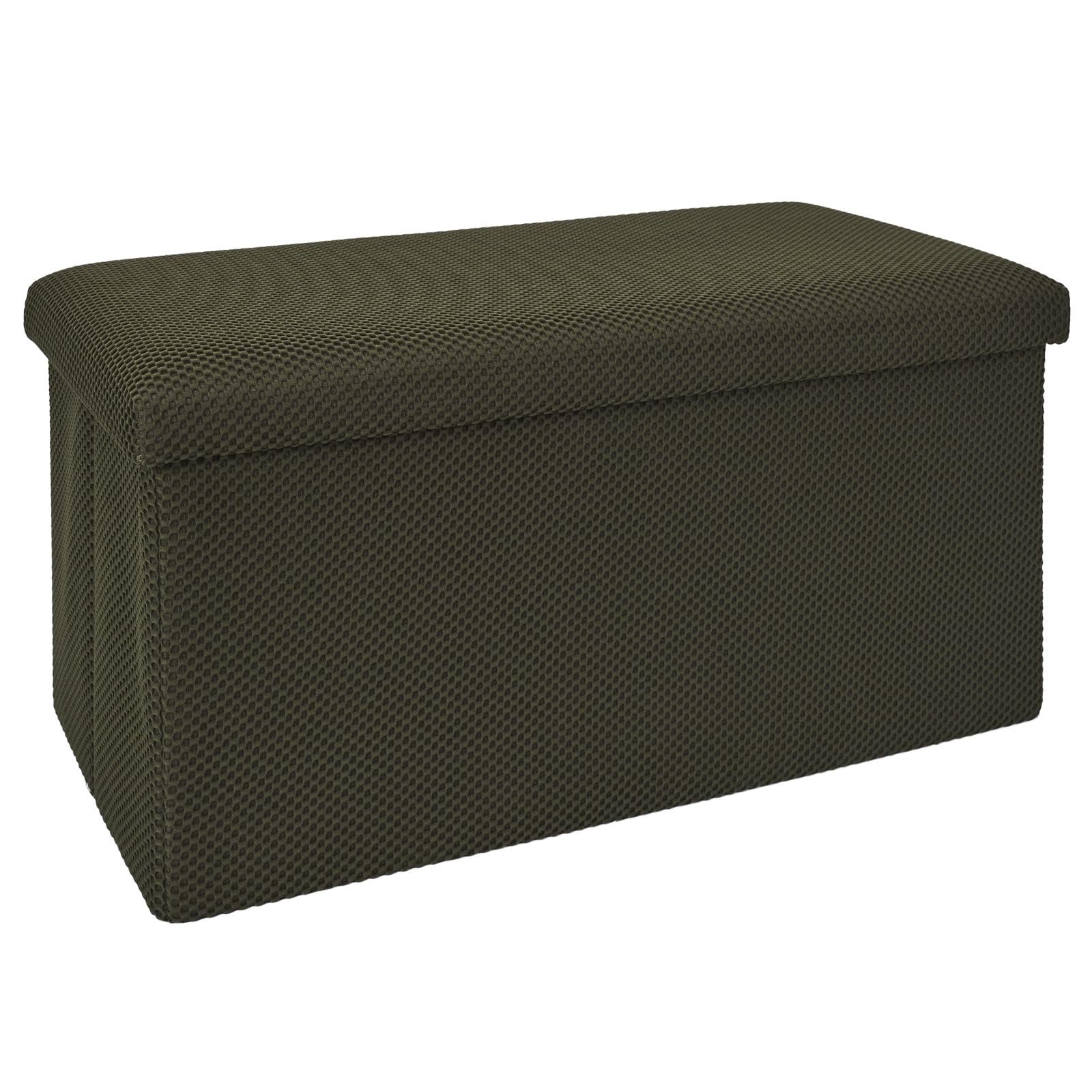HOME DECO FACTORY Coffre Banc Pliable Multifonction Rangement Assise Kaki | Tissu, coffre banc pliable, multifonctionnel, rangement et assise, salon ou chambre, 76x38x38 cm, kaki