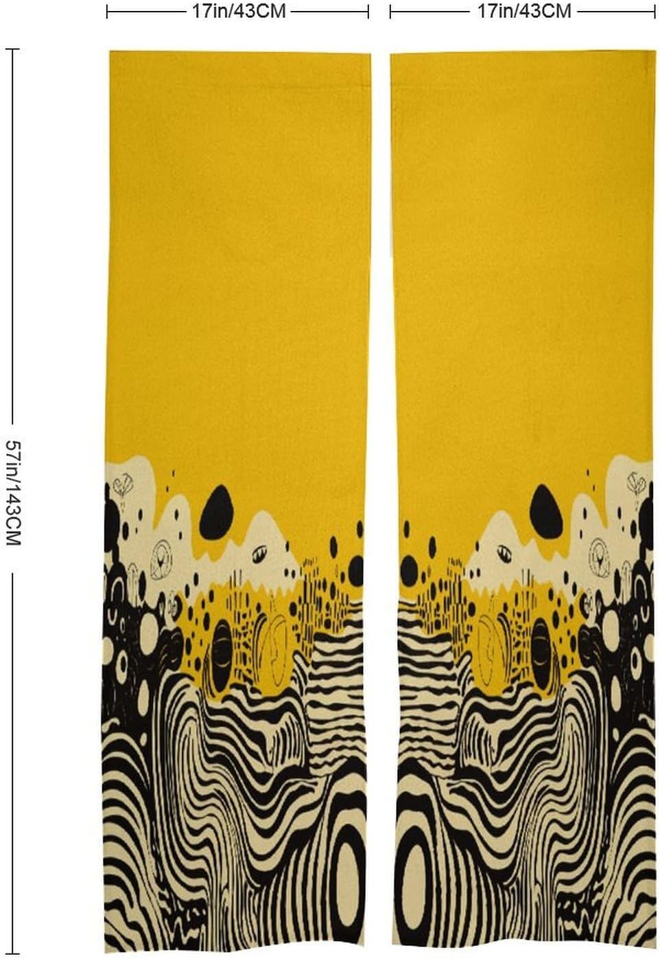 Mustard Yellow and Black Door Curtain Printed Doorway Noren Japanese Style Doorway Room Divider Curtains for Privacy Partition Divider Kitchen Home Decorations Wall Hanging