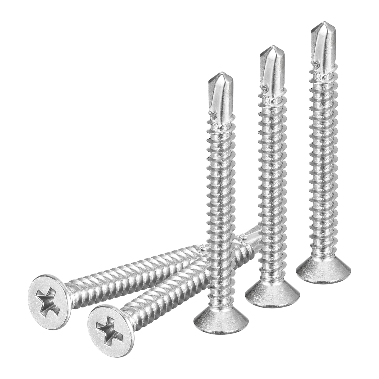 DTGN 50Pcs ST4.8x45mm Self Drilling Screws, 410 Stainless Steel Flat Head Phillips Sheet Metal Screw