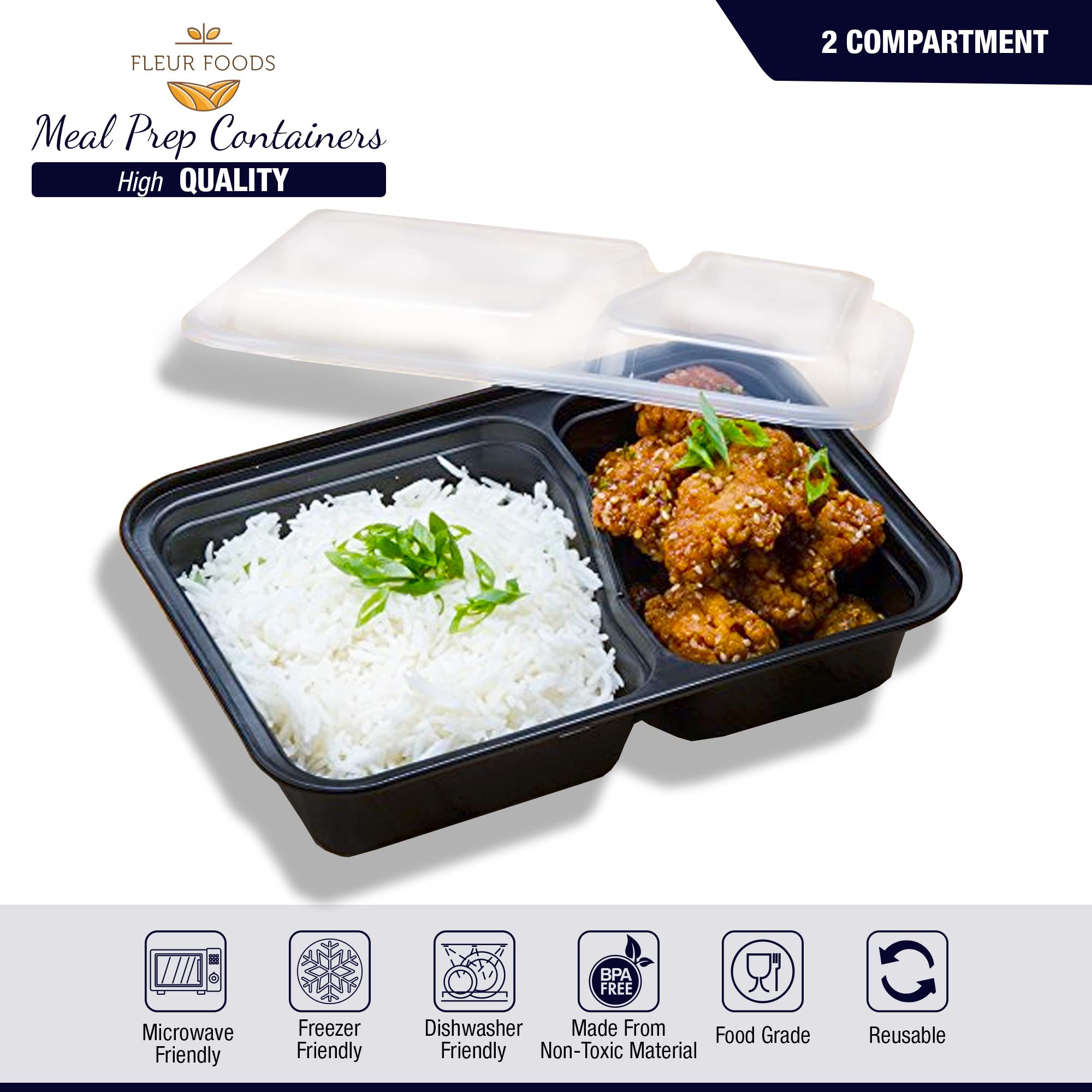 Contenants Repas Lot 10 Boîtes Repas Kinghon 946ml - Sans BPA, Micro-ondable | Conservation Alimentaire Hermétique Conteneurs Alimentaires