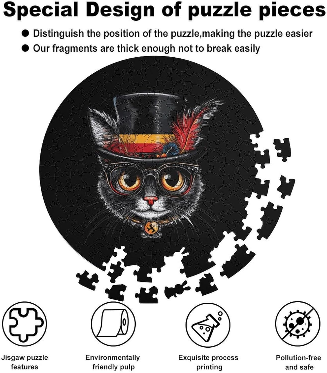 Cute Cat German Flag Wooden Puzzles Irregular Animal Shaped Jigsaw Puzzle Fun Family Game 195 PCS