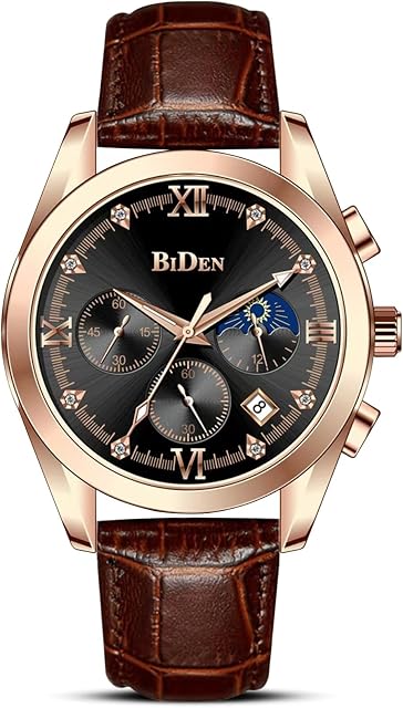 HANPOSH Montres pour hommes Montres analogiques Quartz Robe de montre Business Imperméable pour hommes avec affichage de la date mois Bracelet de montre en cuir casual