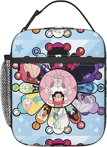 Steven Anime Universe - Lonchera aislada de gran capacidad, a prueba de fugas, bolsa de almuerzo con cremallera, bolsillo de red externo, para