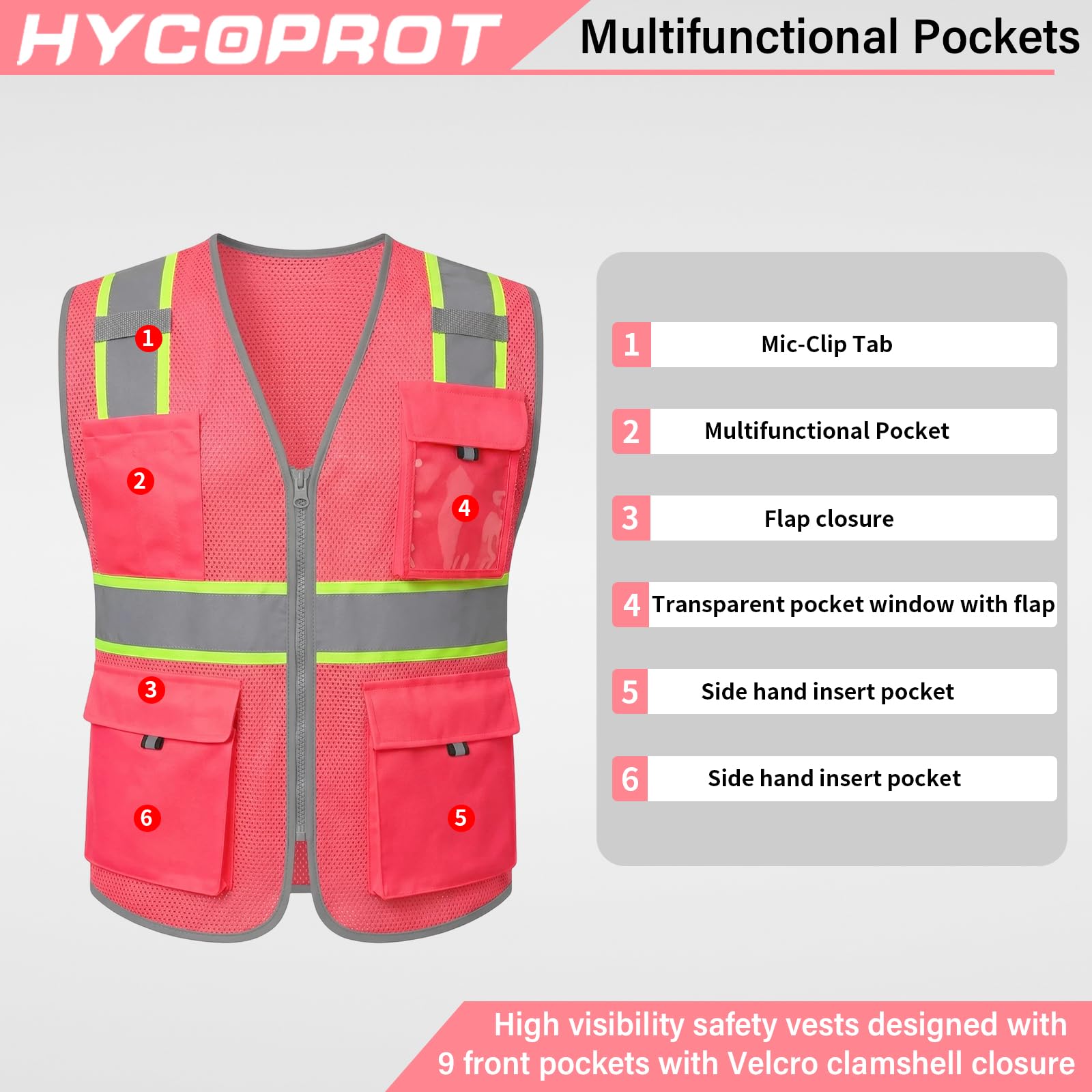 Snapklik.com : HYCOPROT High Visibility Safety Vest Hi Vis Reflective ...