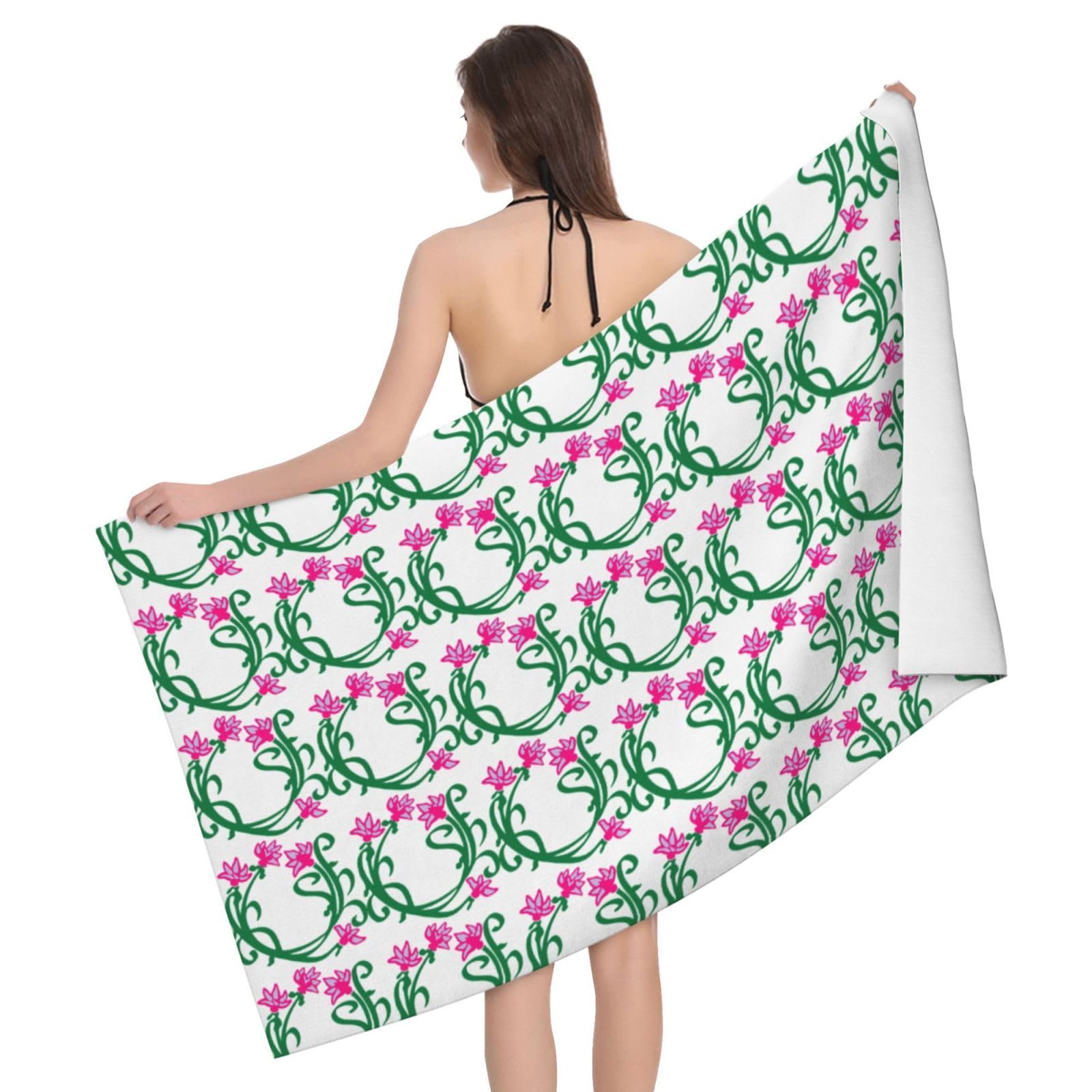Serviette de bain microfibre ultra douce motif fleur de lotus