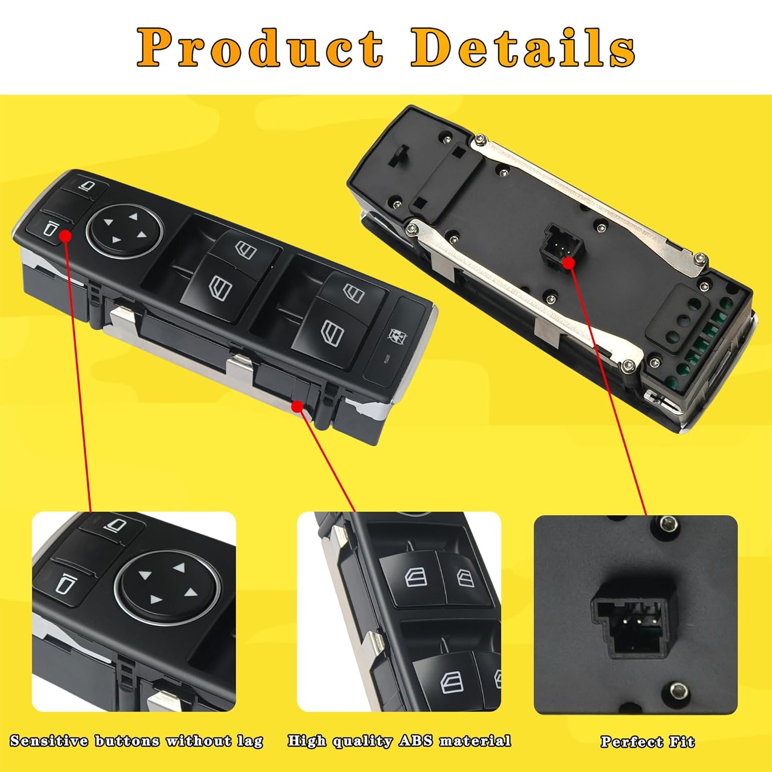 Front Left Door Window Switch Driver Side Button Control Key Assembly Master Power Repair Replacement for Mercedes-Benz C E GLK W204 W212 C250 C300 C350 E350 C63 AMG GLK250 GLK350