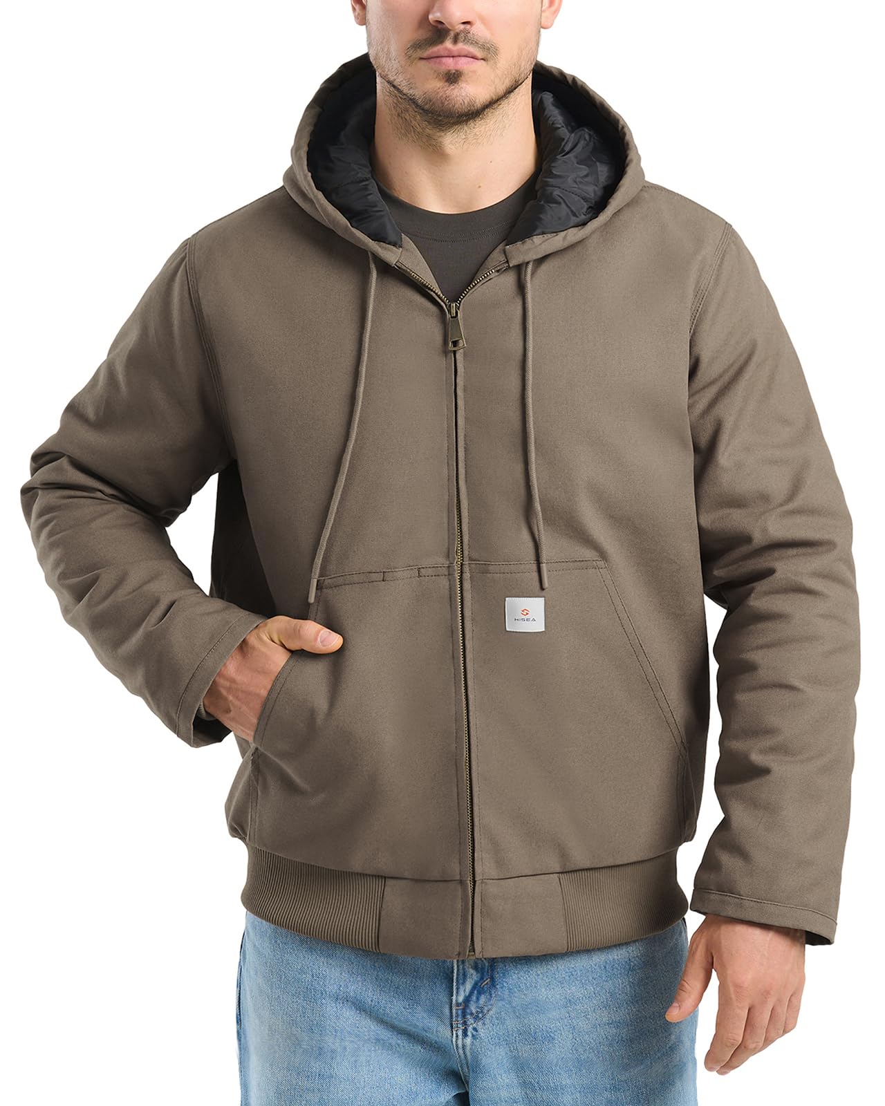 Men's Winter Work Jacket, Water Resistant Hooded Duck Canvas Coat