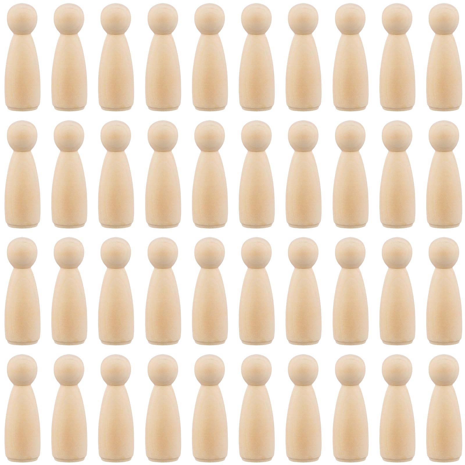 40 figuras de madera para pintar, 75 mm, figuras de madera sin terminar, para manualidades, decoración