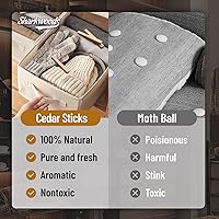 Vista 4 de 60 bloques de cedro para almacenamiento de ropa, palos de cedro 100% natural aromático cedro accesorios para armarios y cajones (paquete de 60 palos)